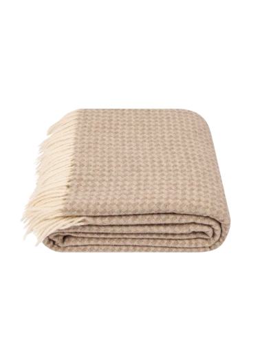 Koc NATURA BEŻ - 100% wełna niebarwiona