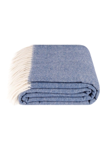 Koc WOOL NIEBIESKI - 100% WEŁNA MERINO