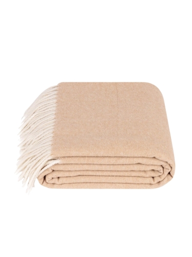Koc WOOL BEŻ - 100% WEŁNA MERINO